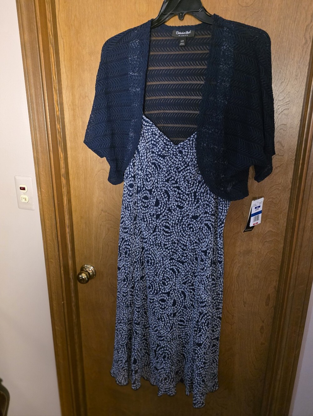 Connected Woman® Navy and White Two Piece Midi Dress